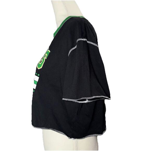 University Of Oregon Crop Top LG T-Shirt Boxy Fit Green Ducks 90s Short Baby Tee - Picture 3 of 6